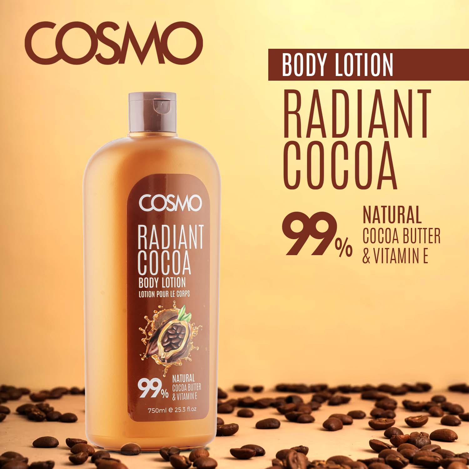 Radiant Cocoa Body Lotion 99% Natural 750ML